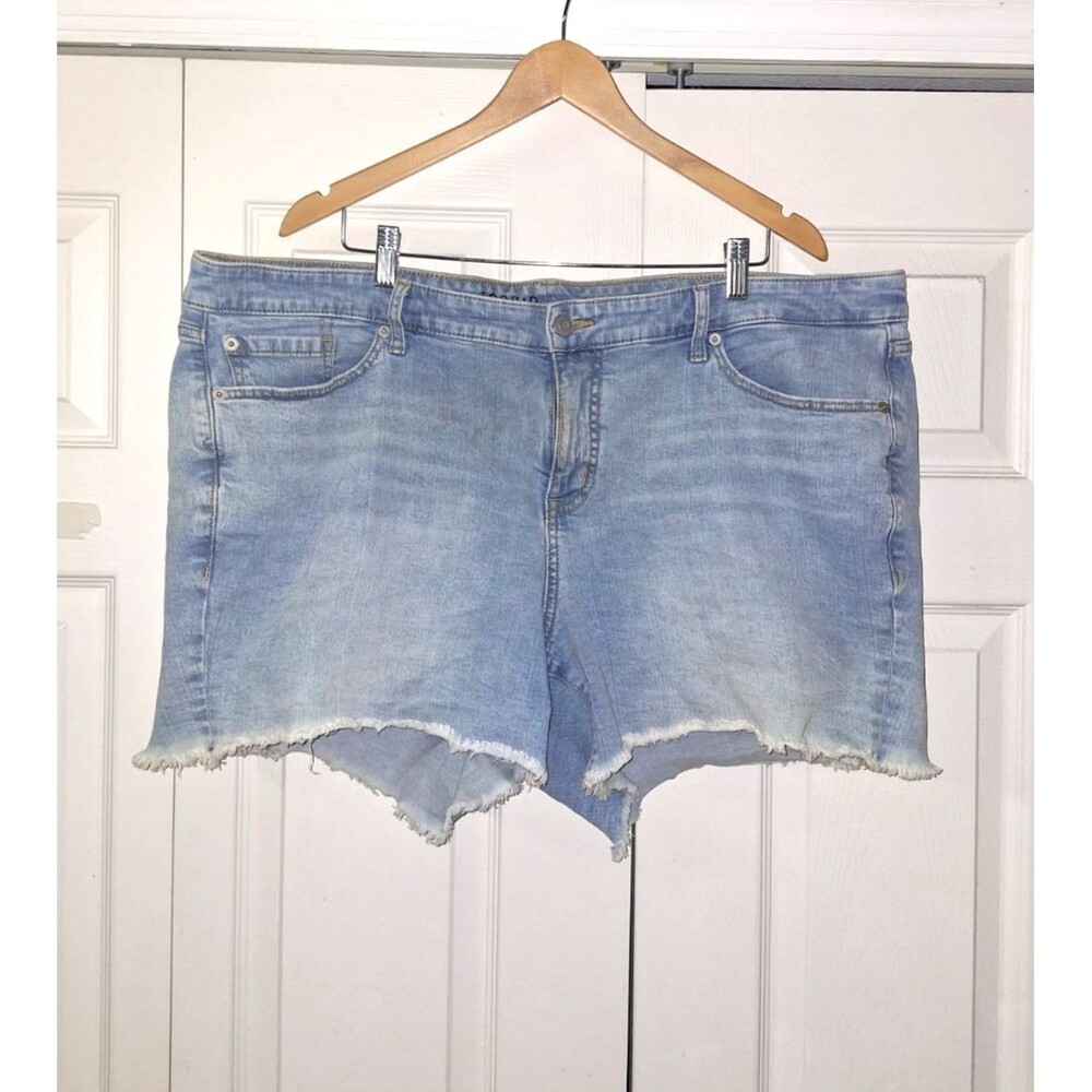 Torrid Cut Off Jean Shorts Sz 22 Raw Hem Mid Rise Stretch Light  Western Cowgirl